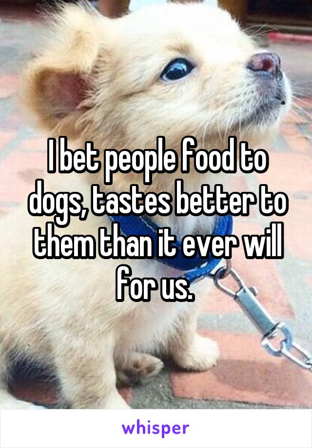 I bet people food to dogs, tastes better to them than it ever will for us. 