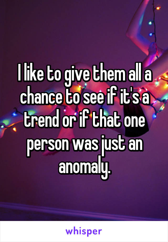 I like to give them all a chance to see if it's a trend or if that one person was just an anomaly.