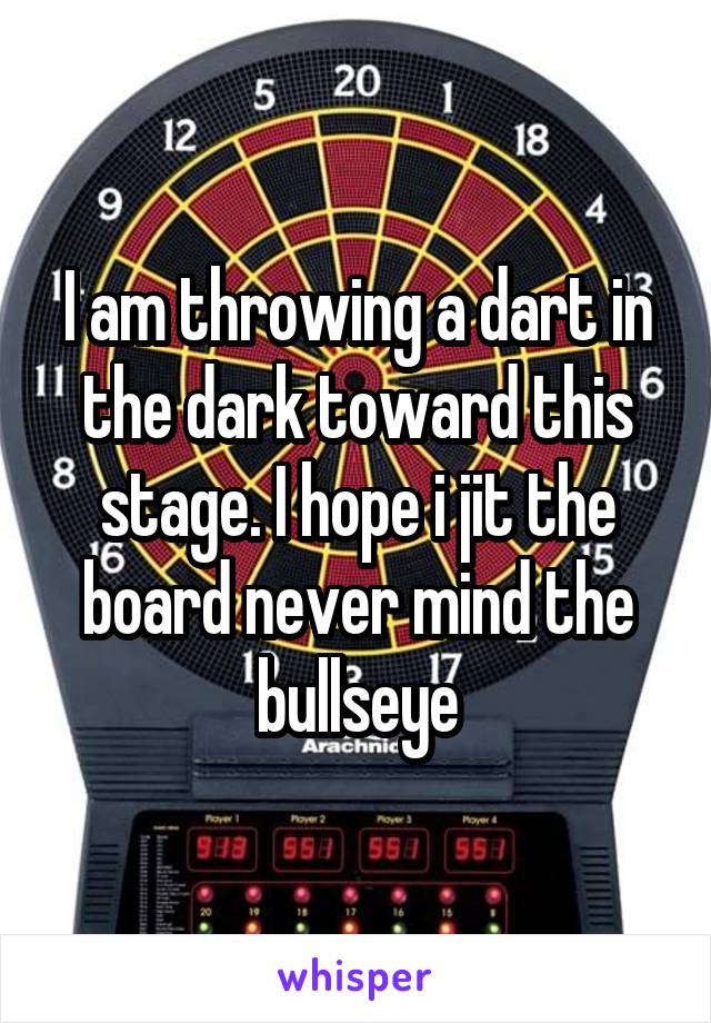 I am throwing a dart in the dark toward this stage. I hope i jit the board never mind the bullseye