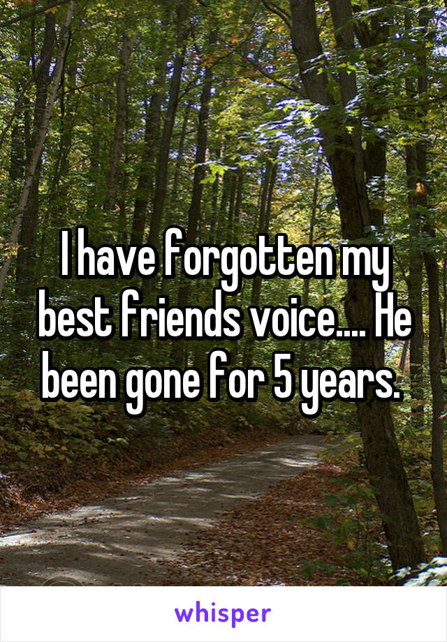 I have forgotten my best friends voice.... He been gone for 5 years. 