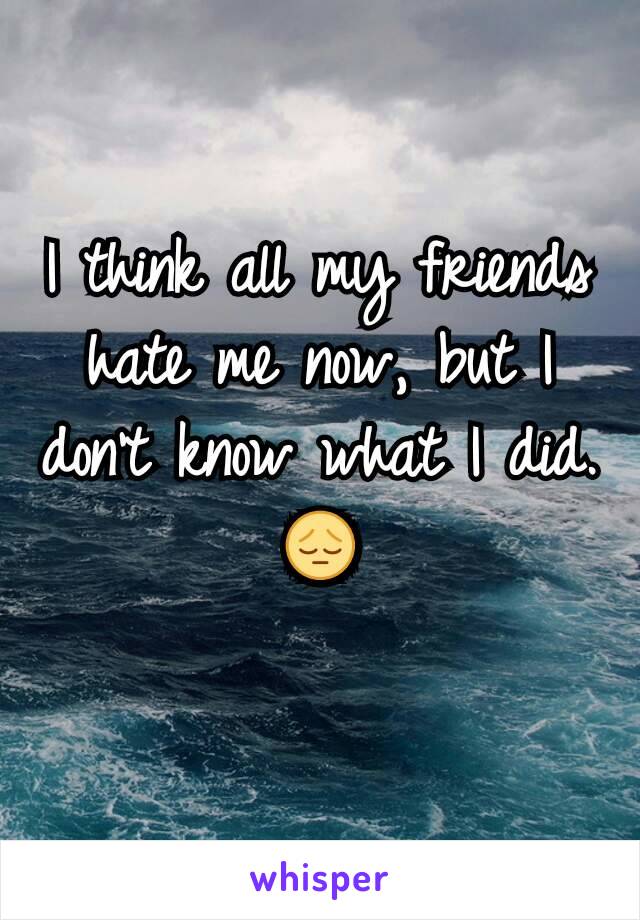 I think all my friends hate me now, but I don't know what I did.
😔