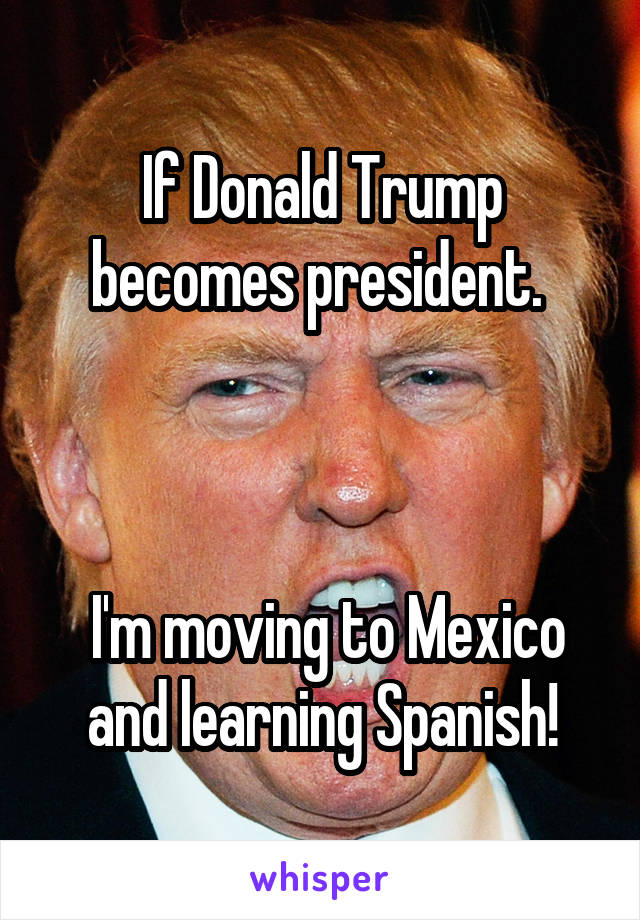 If Donald Trump becomes president. 



 I'm moving to Mexico and learning Spanish!
