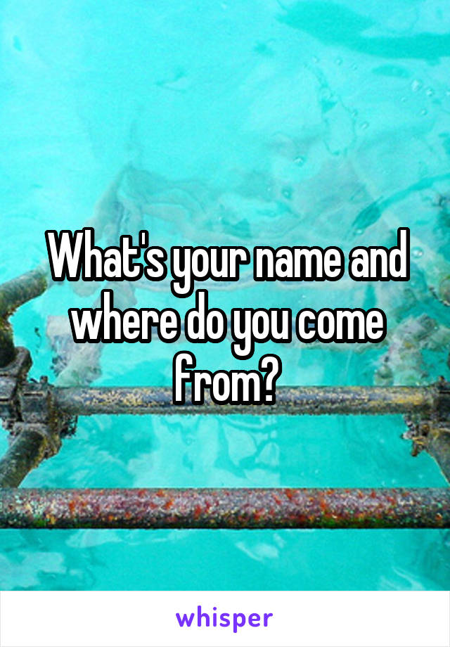 What's your name and where do you come from?