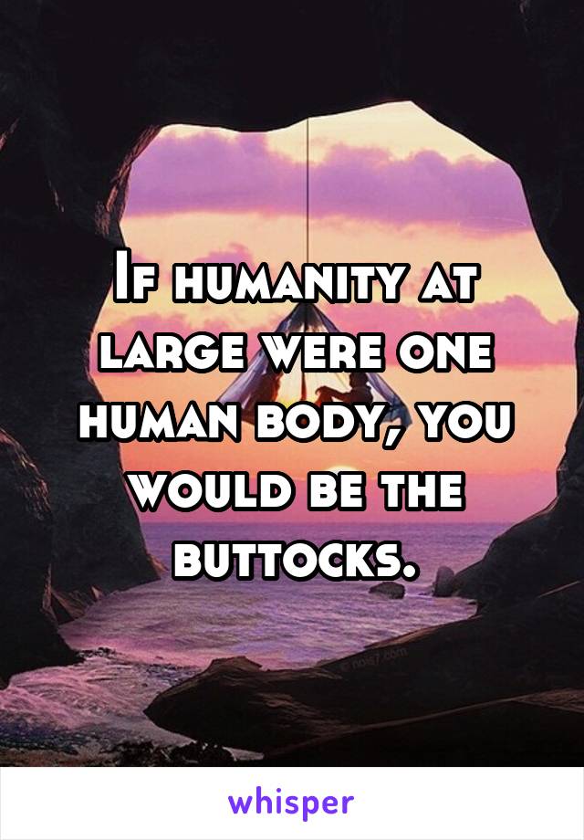If humanity at large were one human body, you would be the buttocks.