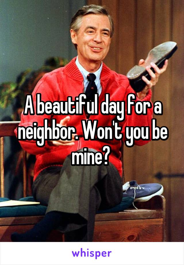 A beautiful day for a neighbor. Won't you be mine? 