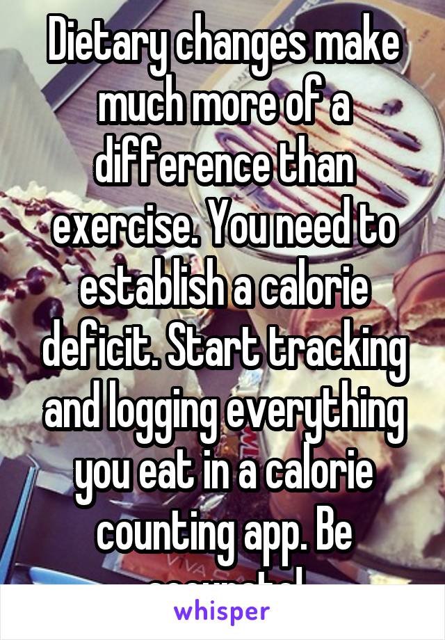 Dietary changes make much more of a difference than exercise. You need to establish a calorie deficit. Start tracking and logging everything you eat in a calorie counting app. Be accurate!