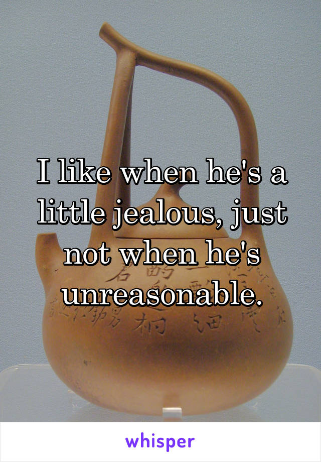 I like when he's a little jealous, just not when he's unreasonable.