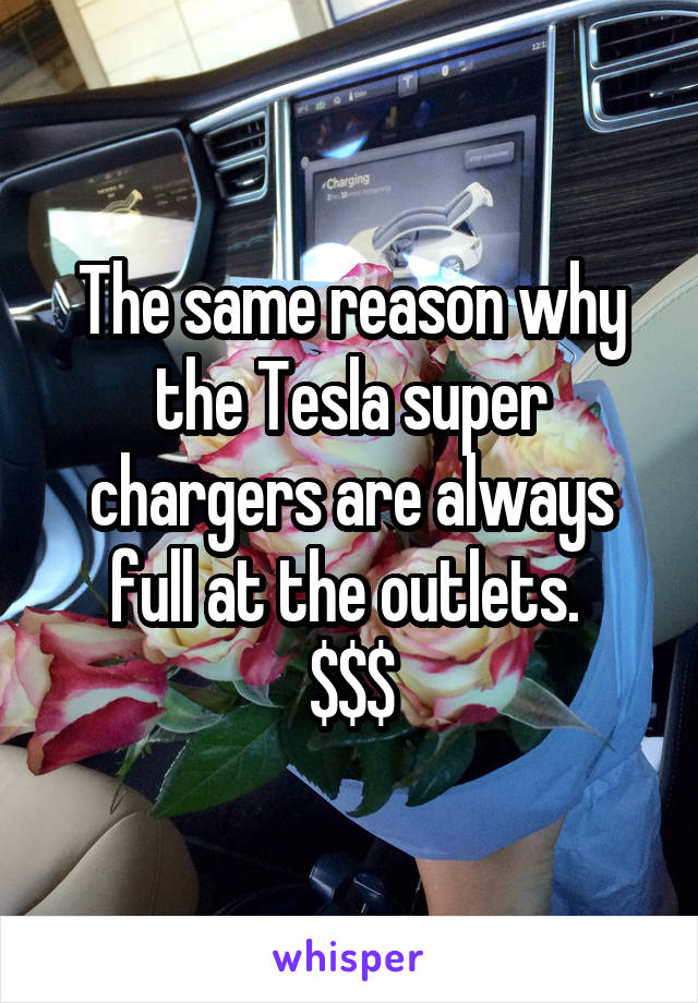 The same reason why the Tesla super chargers are always full at the outlets. 
$$$