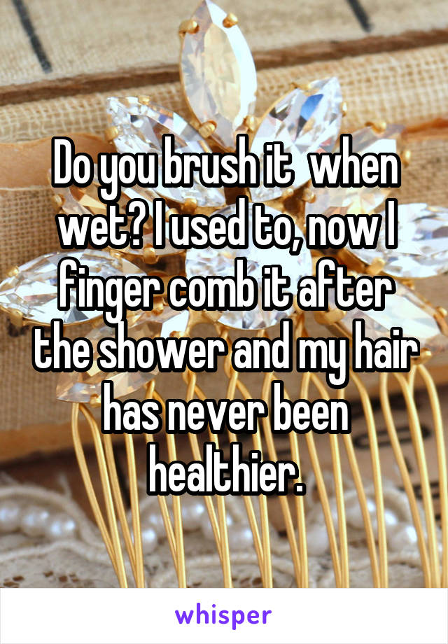 Do you brush it  when wet? I used to, now I finger comb it after the shower and my hair has never been healthier.