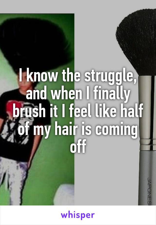 I know the struggle, and when I finally brush it I feel like half of my hair is coming off