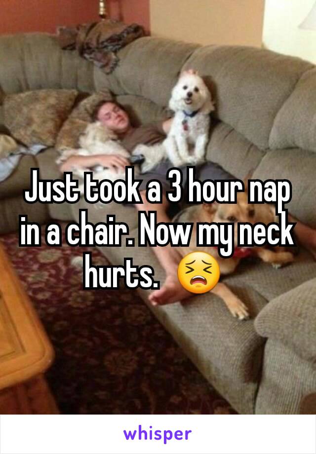 Just took a 3 hour nap in a chair. Now my neck hurts.  😣 