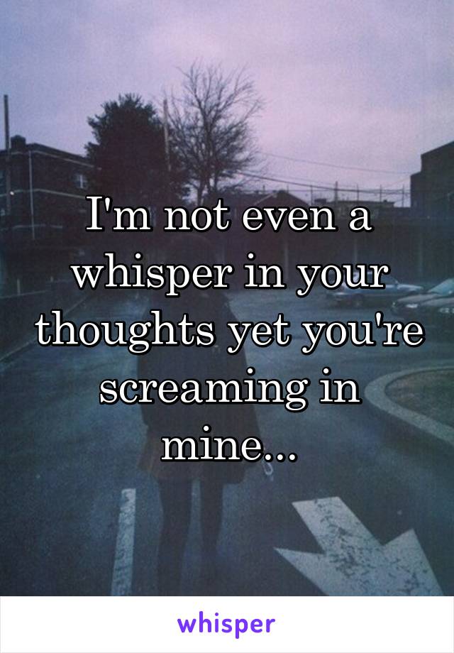 I'm not even a whisper in your thoughts yet you're screaming in mine...
