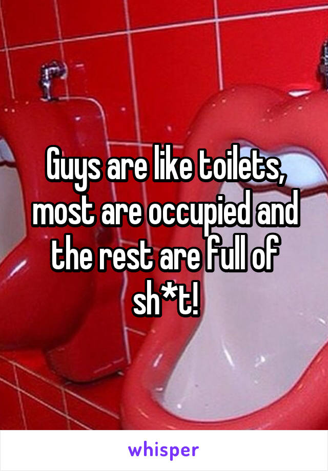 Guys are like toilets, most are occupied and the rest are full of sh*t!