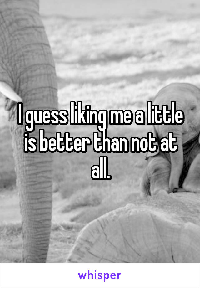 I guess liking me a little is better than not at all.