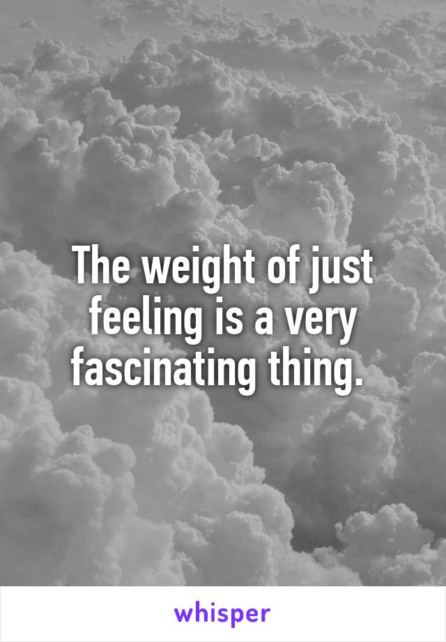 The weight of just feeling is a very fascinating thing. 