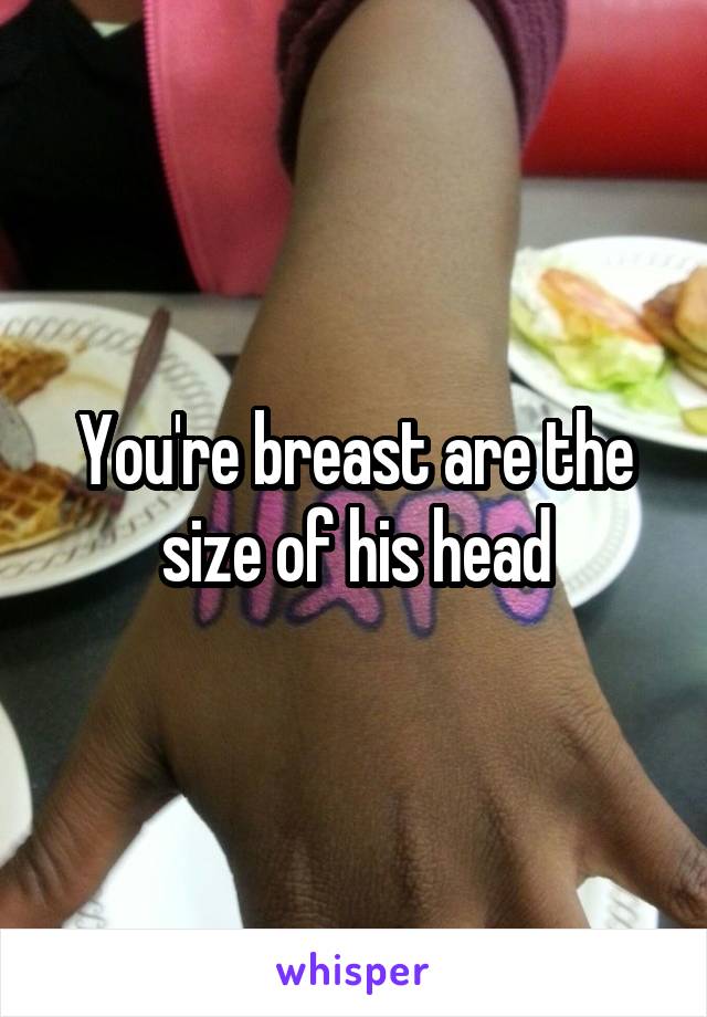 You're breast are the size of his head