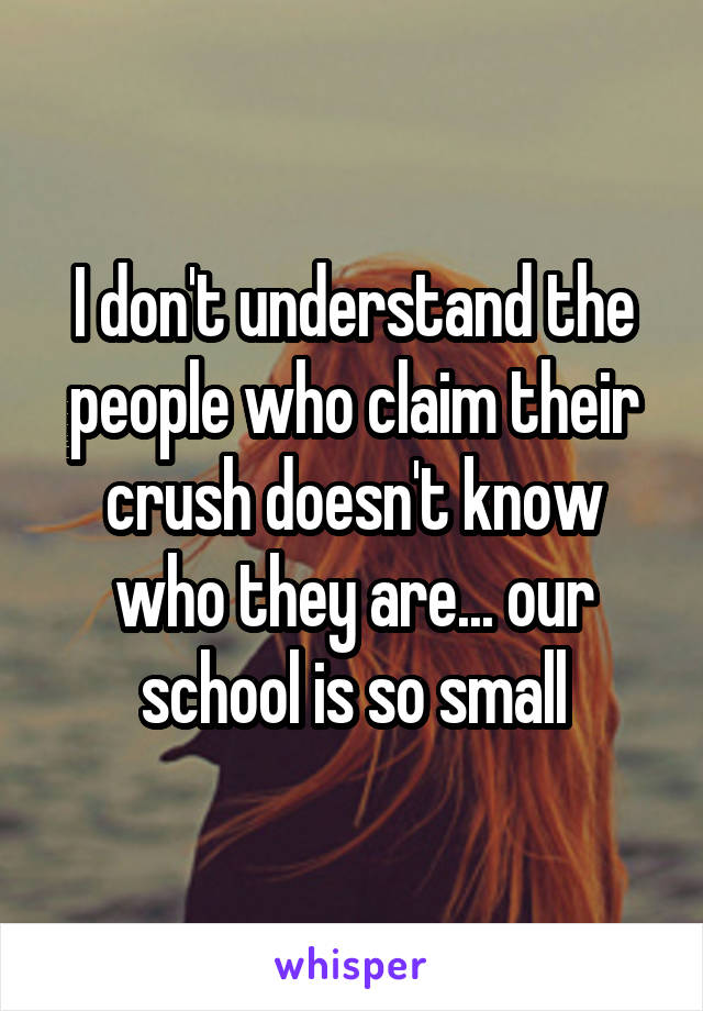 I don't understand the people who claim their crush doesn't know who they are... our school is so small