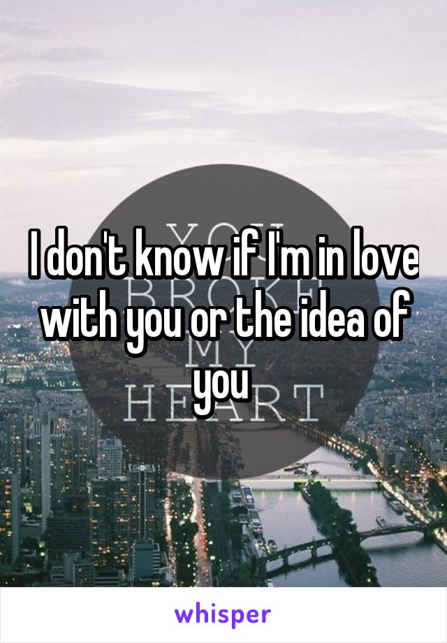 I don't know if I'm in love with you or the idea of you 