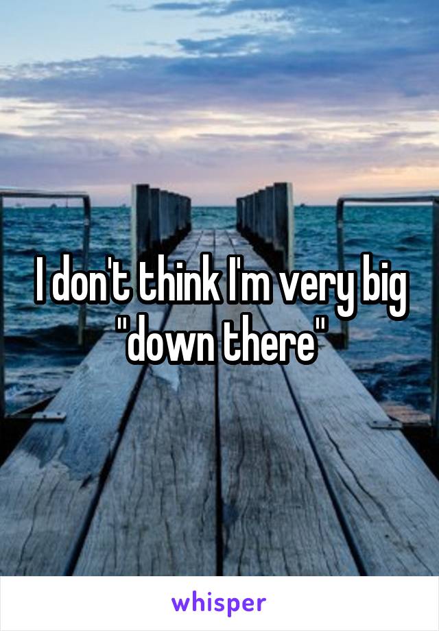 I don't think I'm very big "down there"