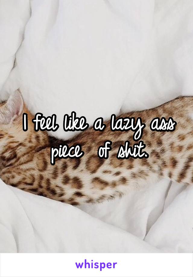 I feel like a lazy ass piece  of shit.