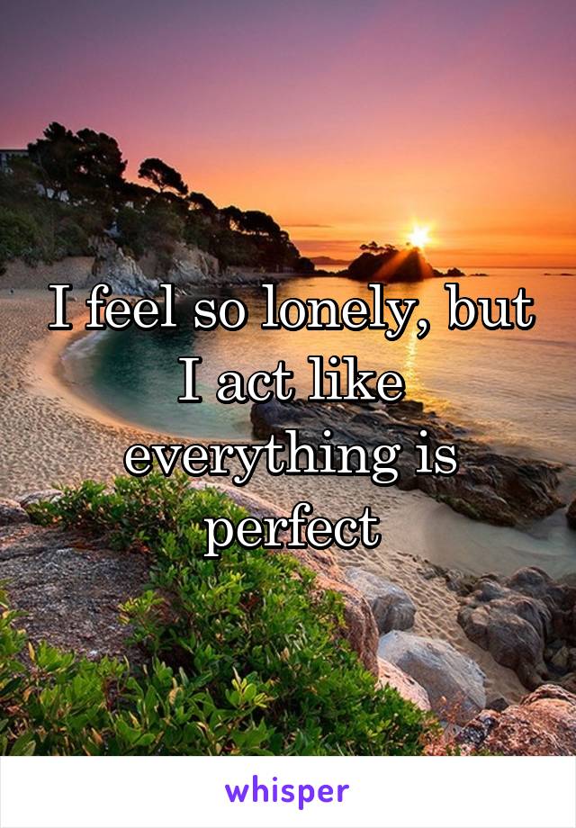 I feel so lonely, but I act like everything is perfect