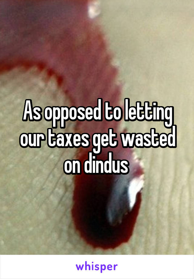 As opposed to letting our taxes get wasted on dindus 