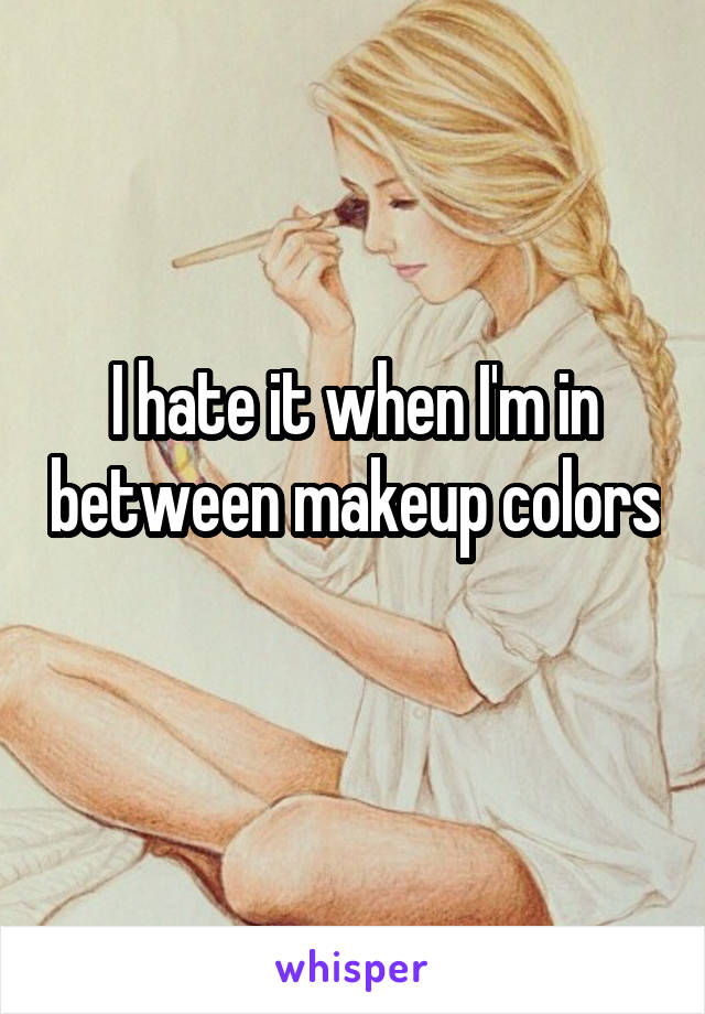I hate it when I'm in between makeup colors 