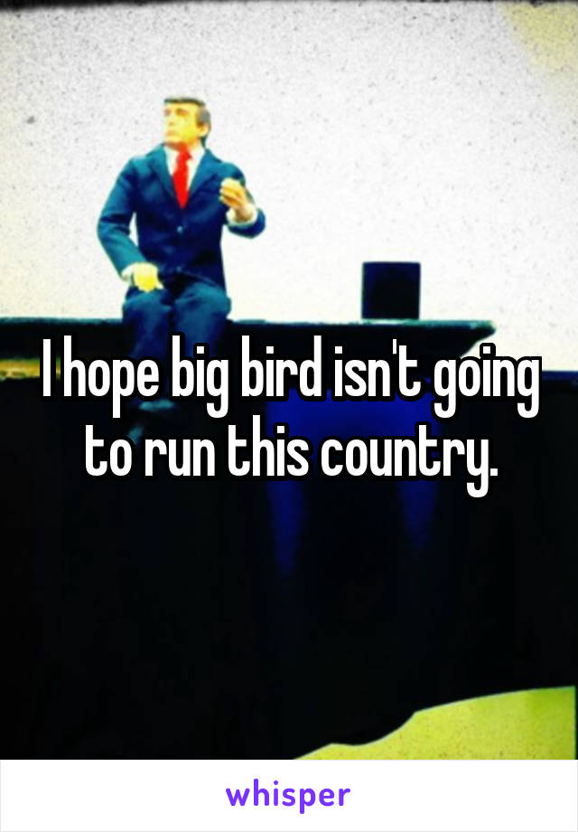 I hope big bird isn't going to run this country.