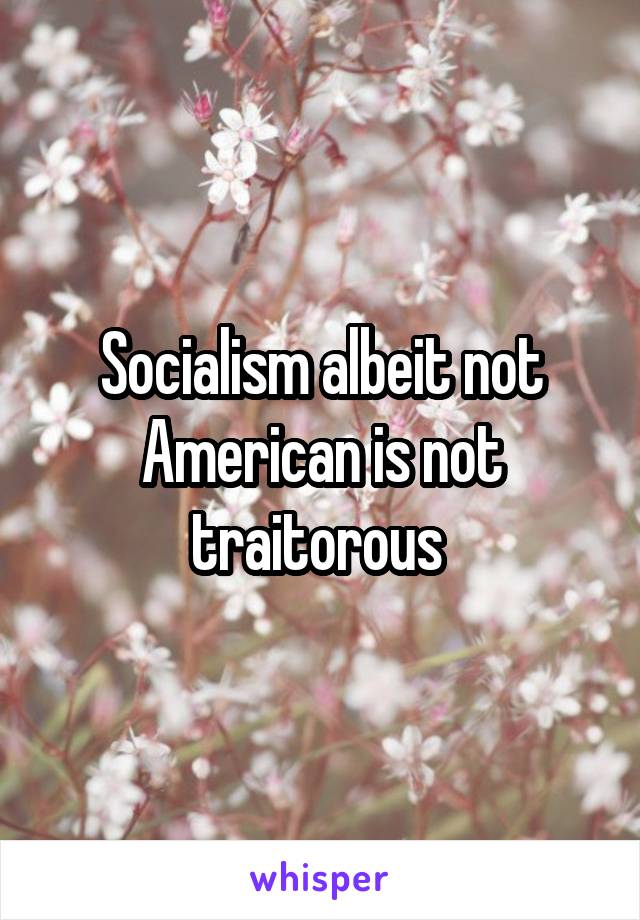 Socialism albeit not American is not traitorous 
