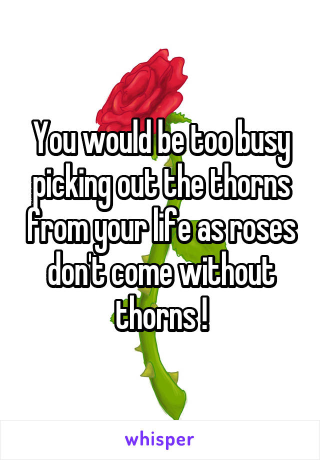 You would be too busy picking out the thorns from your life as roses don't come without thorns !