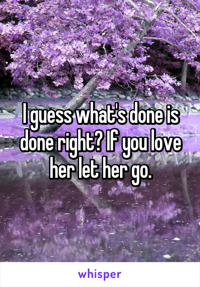 I guess what's done is done right? If you love her let her go.