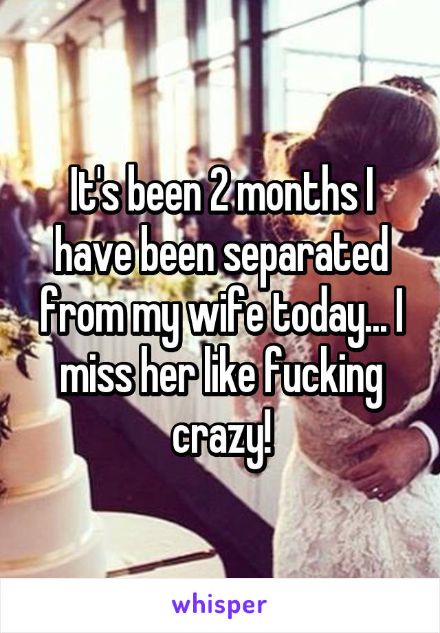 It's been 2 months I have been separated from my wife today... I miss her like fucking crazy!