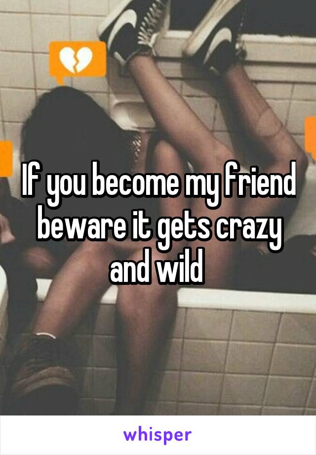 If you become my friend beware it gets crazy and wild 