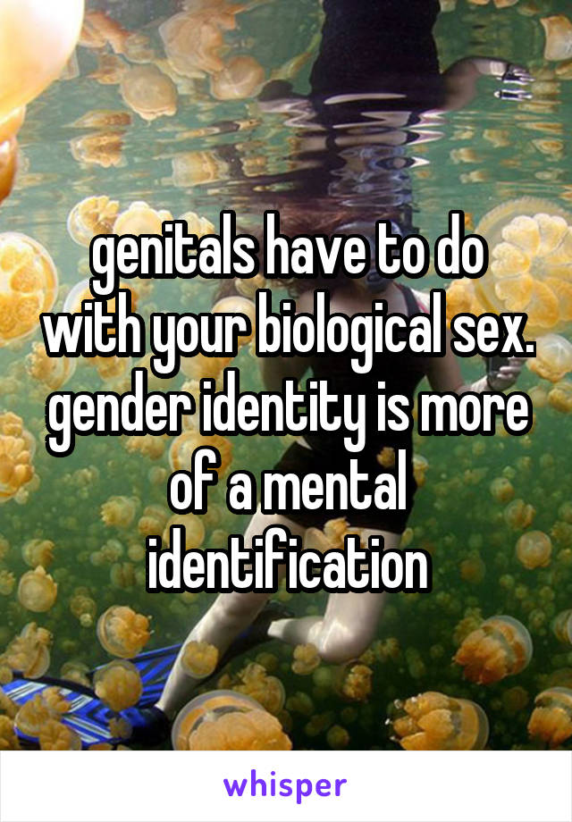 genitals have to do with your biological sex. gender identity is more of a mental identification