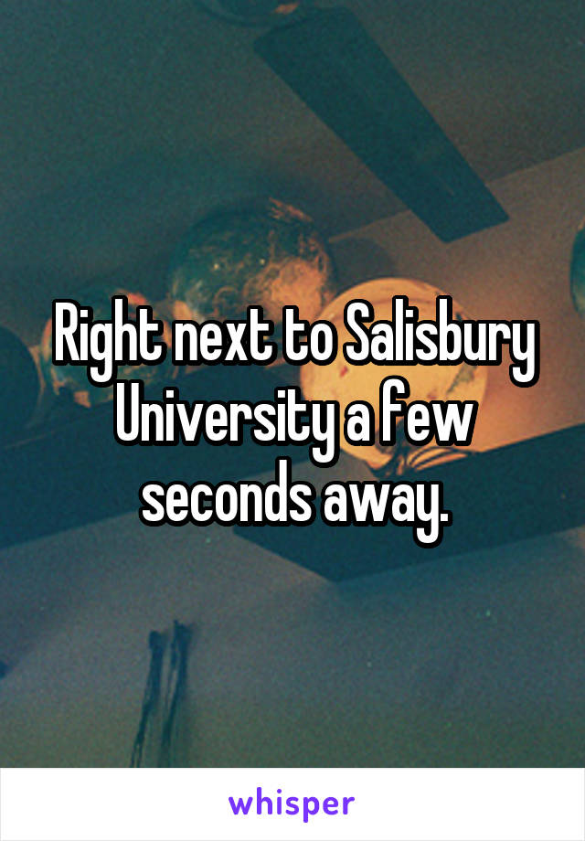 Right next to Salisbury University a few seconds away.