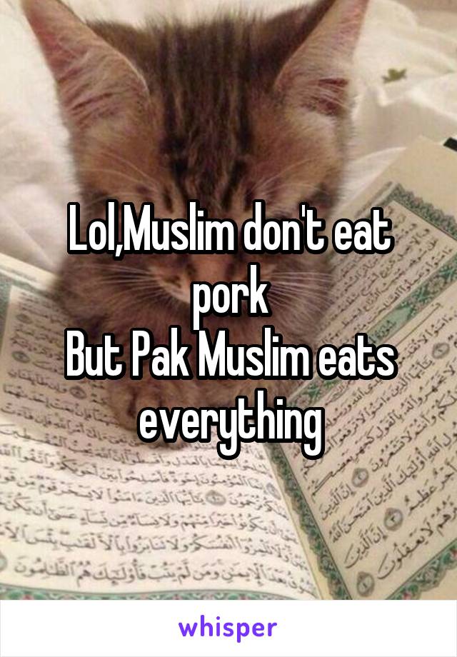Lol,Muslim don't eat pork
But Pak Muslim eats everything