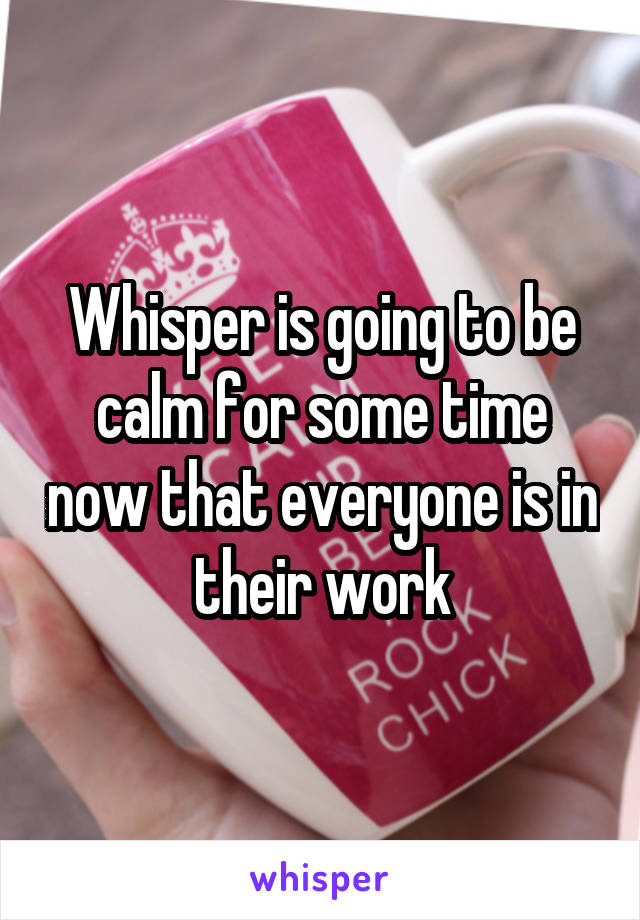 Whisper is going to be calm for some time now that everyone is in their work