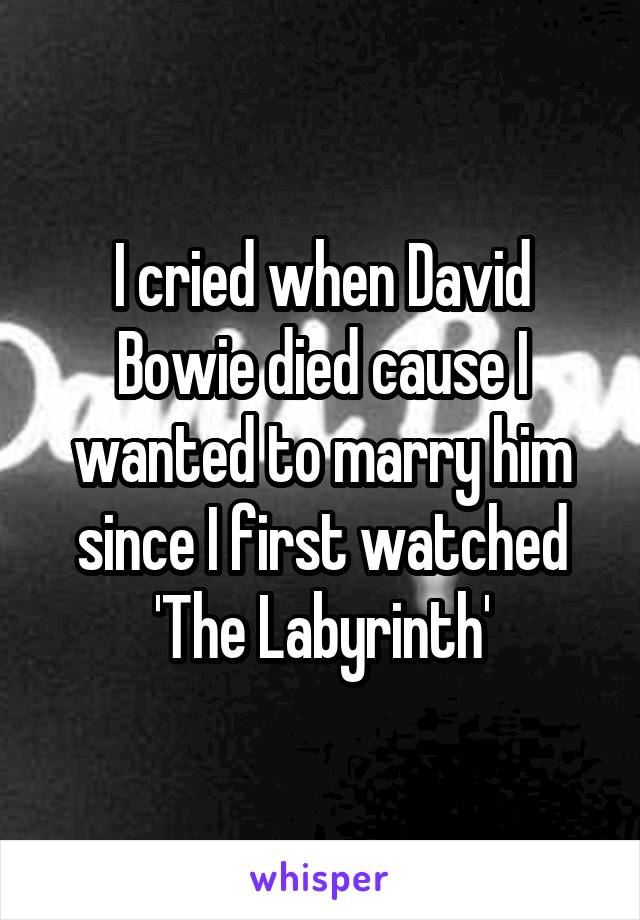 I cried when David Bowie died cause I wanted to marry him since I first watched 'The Labyrinth'