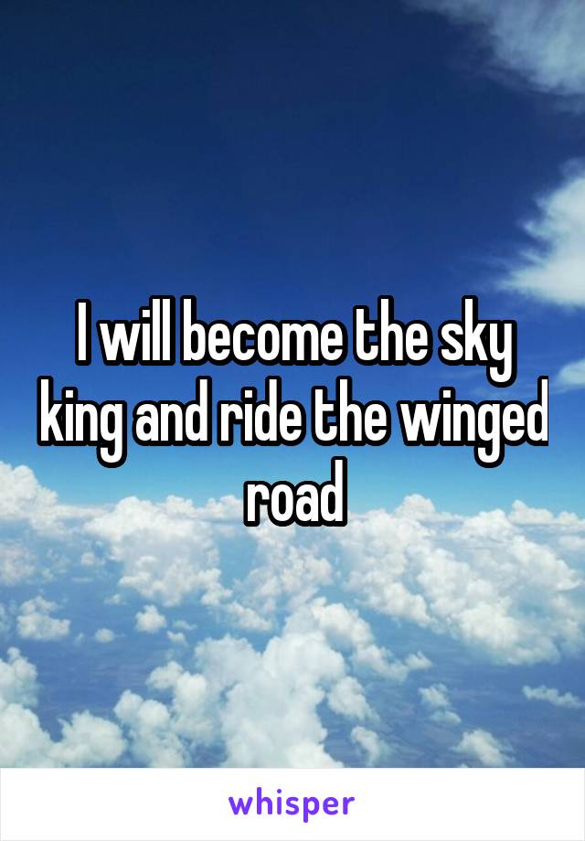 I will become the sky king and ride the winged road