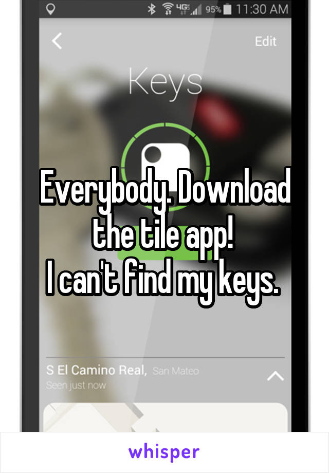 Everybody. Download the tile app! 
I can't find my keys. 