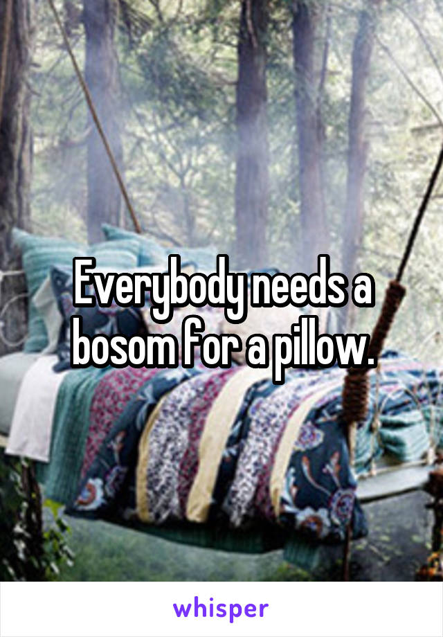 Everybody needs a bosom for a pillow.