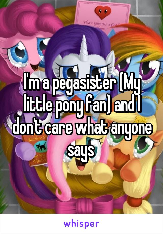 I'm a pegasister (My little pony fan) and I don't care what anyone says 