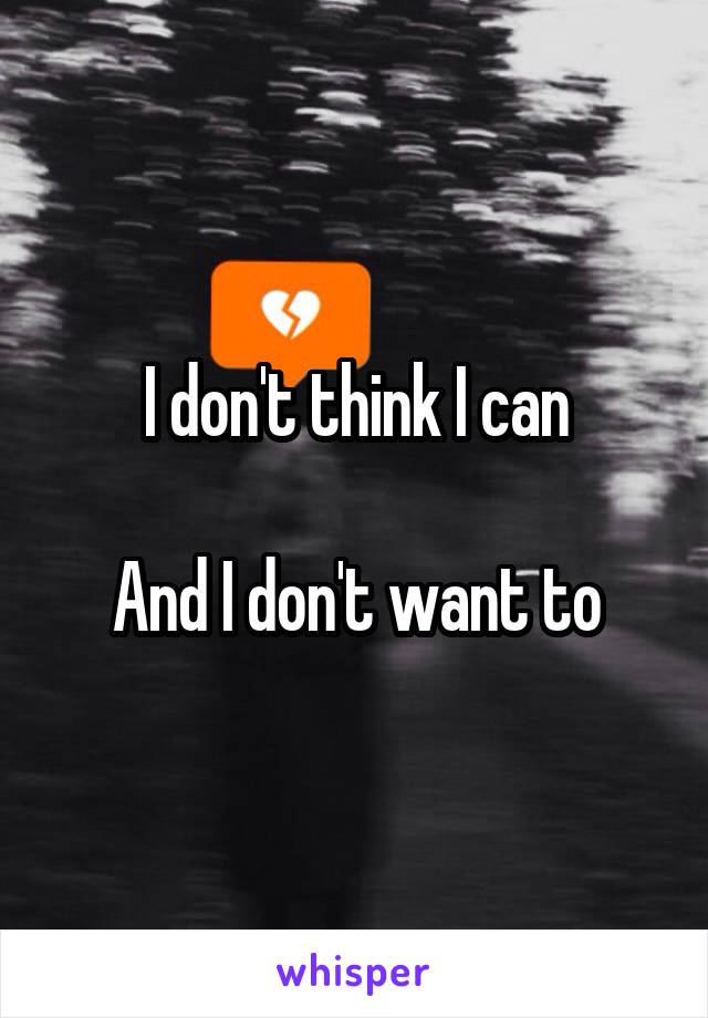 I don't think I can

And I don't want to