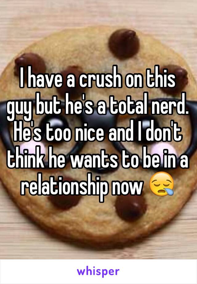 I have a crush on this guy but he's a total nerd. He's too nice and I don't think he wants to be in a relationship now 😪