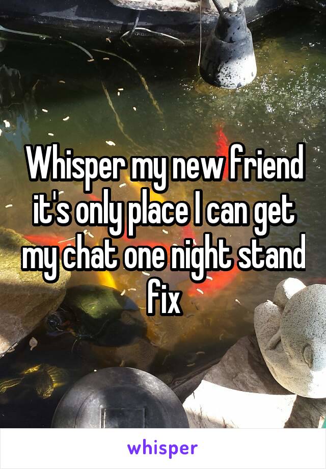 Whisper my new friend it's only place I can get my chat one night stand fix
