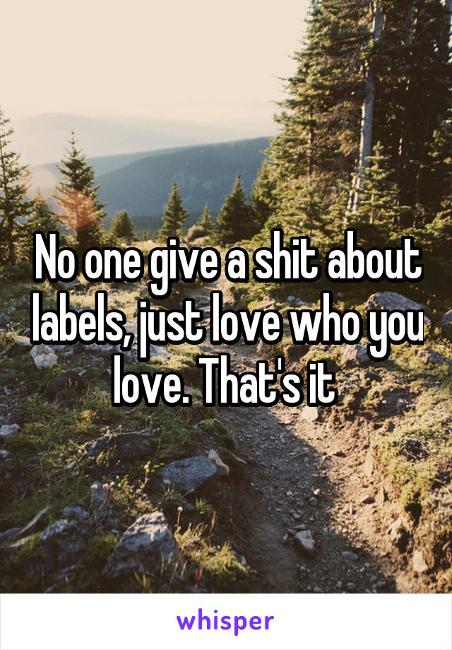 No one give a shit about labels, just love who you love. That's it 