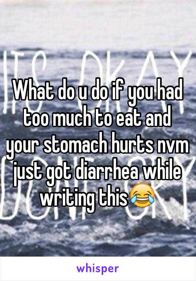 What do u do if you had too much to eat and your stomach hurts nvm just got diarrhea while writing this😂