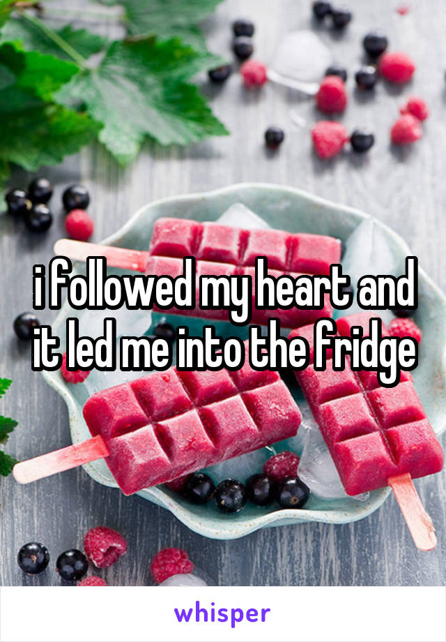 i followed my heart and it led me into the fridge