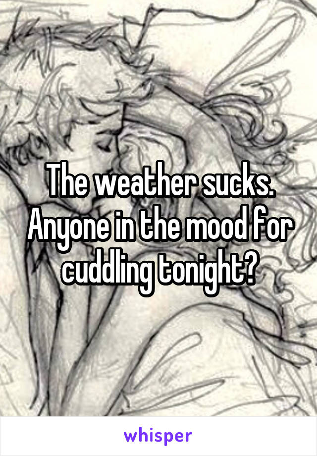 The weather sucks. Anyone in the mood for cuddling tonight?