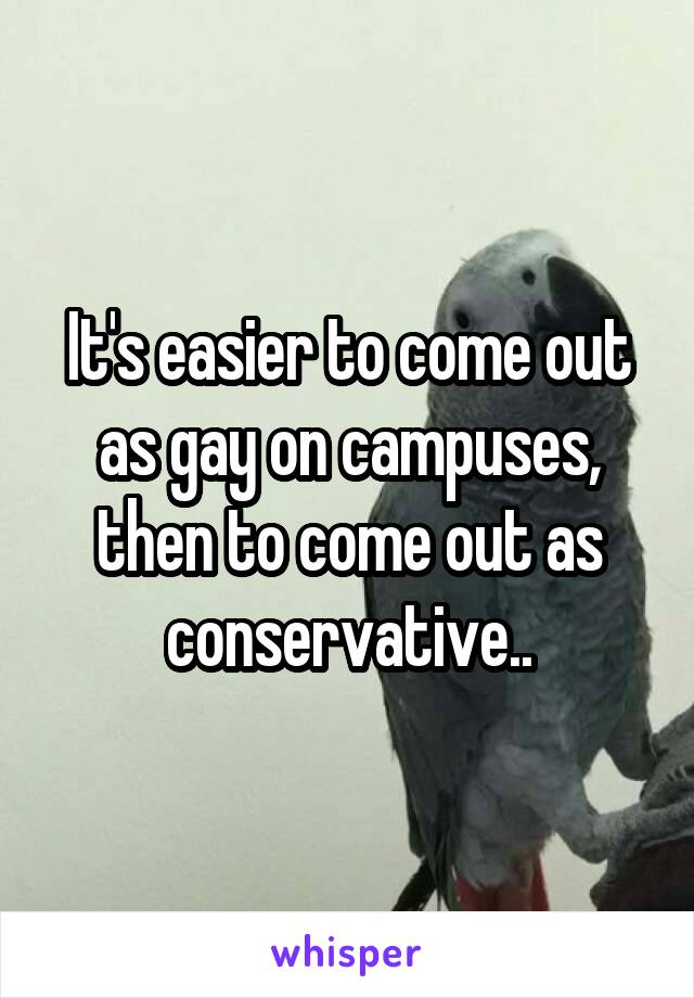 It's easier to come out as gay on campuses, then to come out as conservative..